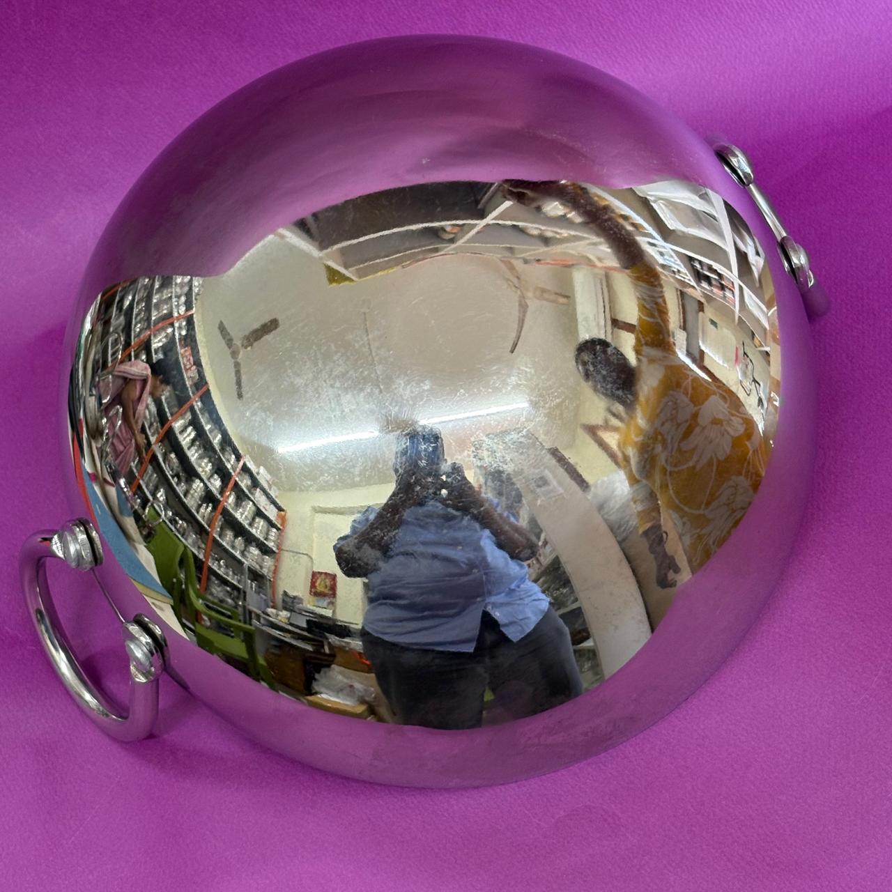 Round bottom, deep Kadai in stainless steel