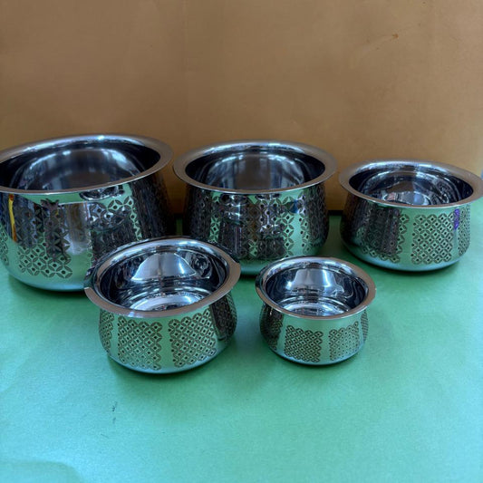 Chettinad Laser-Designed Stainless Steel Serving Bowls VS