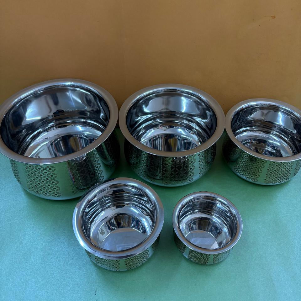 Chettinad Laser-Designed Stainless Steel Serving Bowls VS