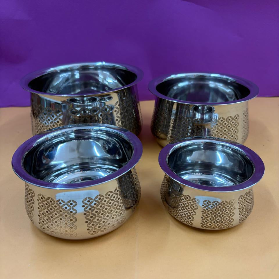 Chettinad Laser-Designed Stainless Steel Serving Bowls VS