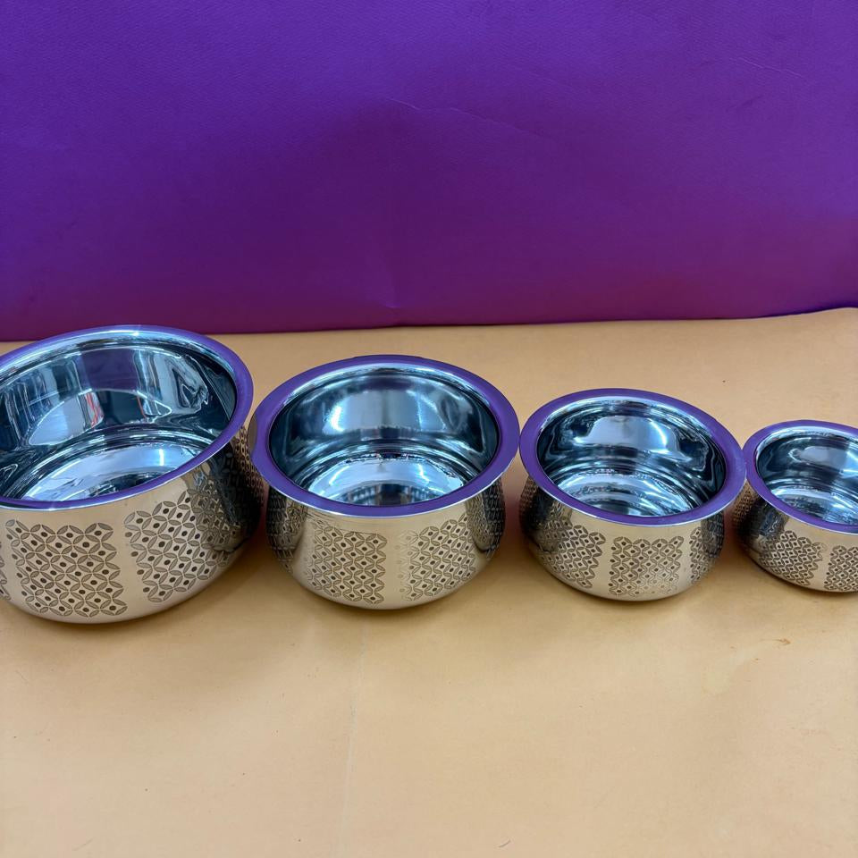 Chettinad Laser-Designed Stainless Steel Serving Bowls VS