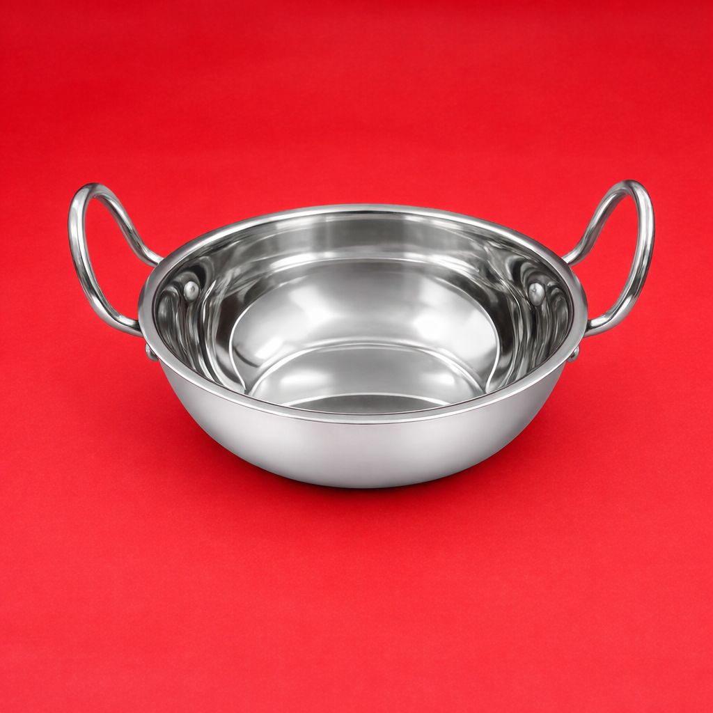 Flat Bottom Deep Stainless Steel Kadai – Induction Base