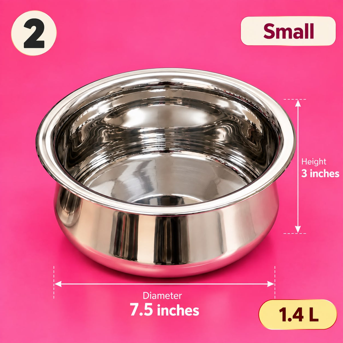 Chettinad VENNAI AITTI Set of 5 – Heavy Stainless Steel Cooking & Serving Bowls