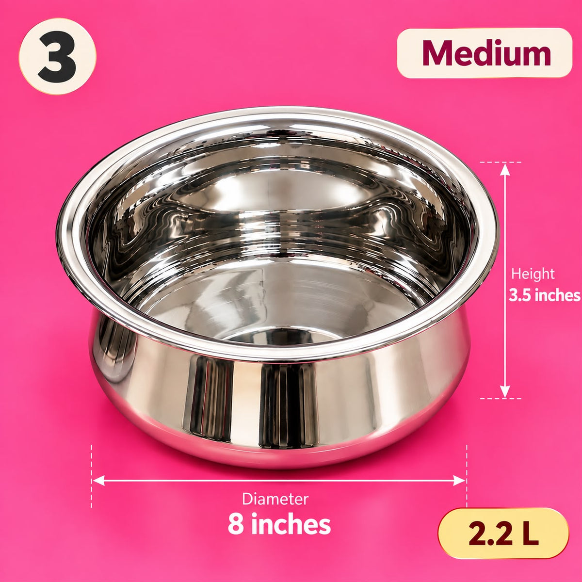 Chettinad VENNAI AITTI Set of 5 – Heavy Stainless Steel Cooking & Serving Bowls