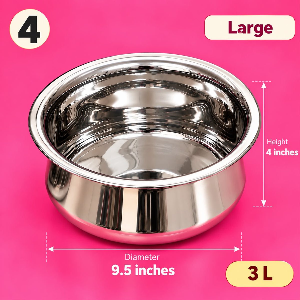 Chettinad VENNAI AITTI Set of 5 – Heavy Stainless Steel Cooking & Serving Bowls