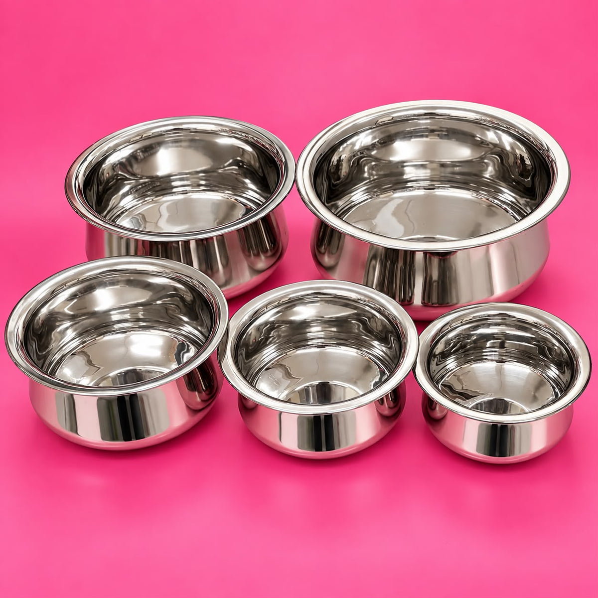 Chettinad VENNAI AITTI Set of 5 – Heavy Stainless Steel Cooking & Serving Bowls