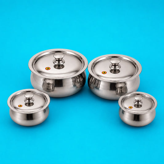 Cook and Serve stainless steel pots with lids