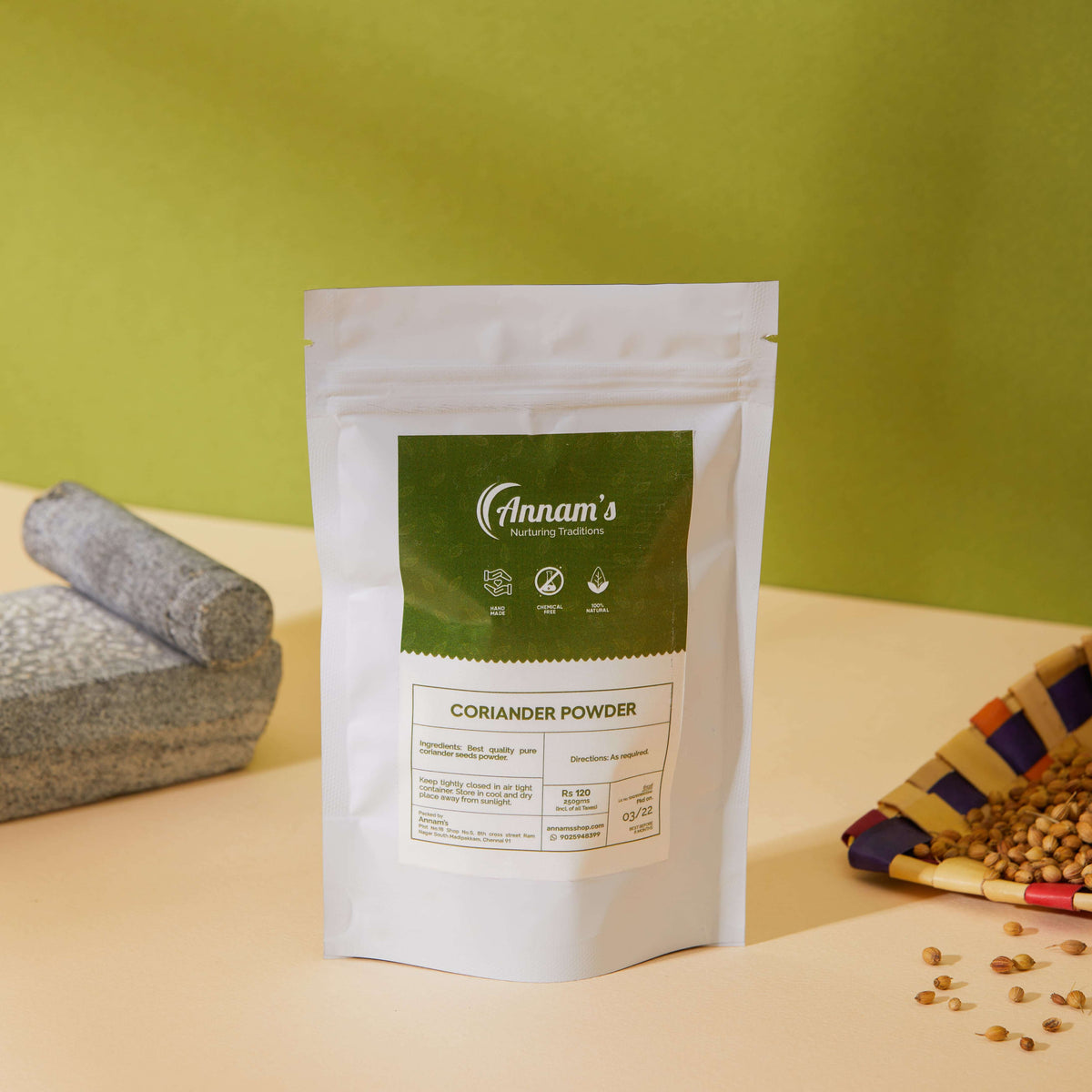 Annam's traditional Coriander Powder (Malli Thool / Dhania) – 250g pack
