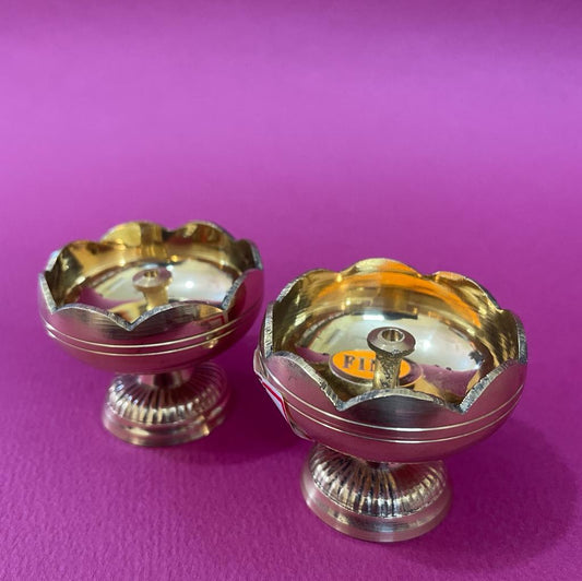 Sunflower Deepam in Brass Pair