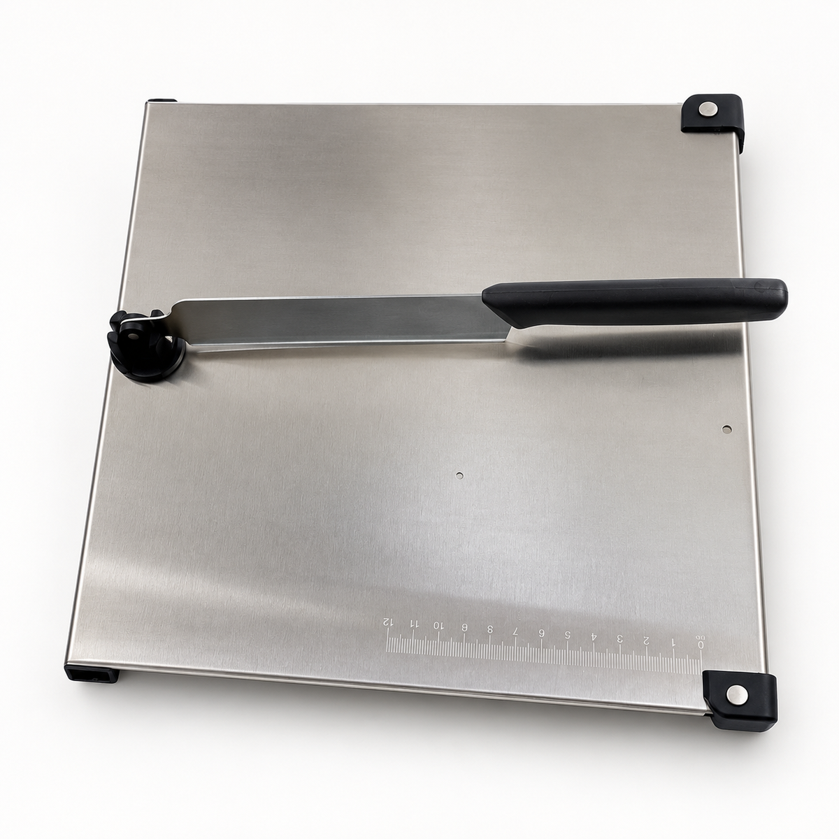 Annam's Cut and Chop Chopping Board with Knife – stainless steel, 11 x 11 inch