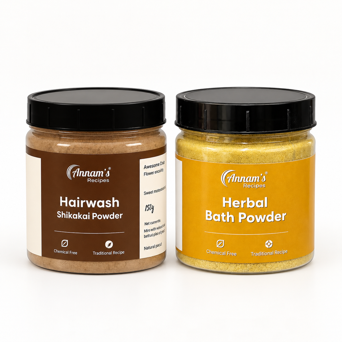 Annam's Herbal Hair and Skin Care Combo Shikakai Plus Bath Powder – two 200 g packs