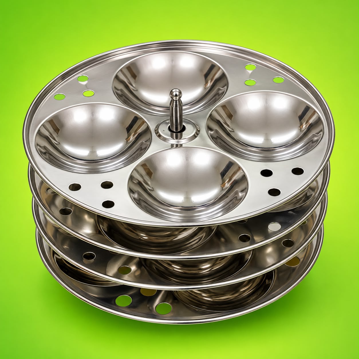 DLI COOKER stainless steel 16 Idli Stand with four plates of four idli moulds each

