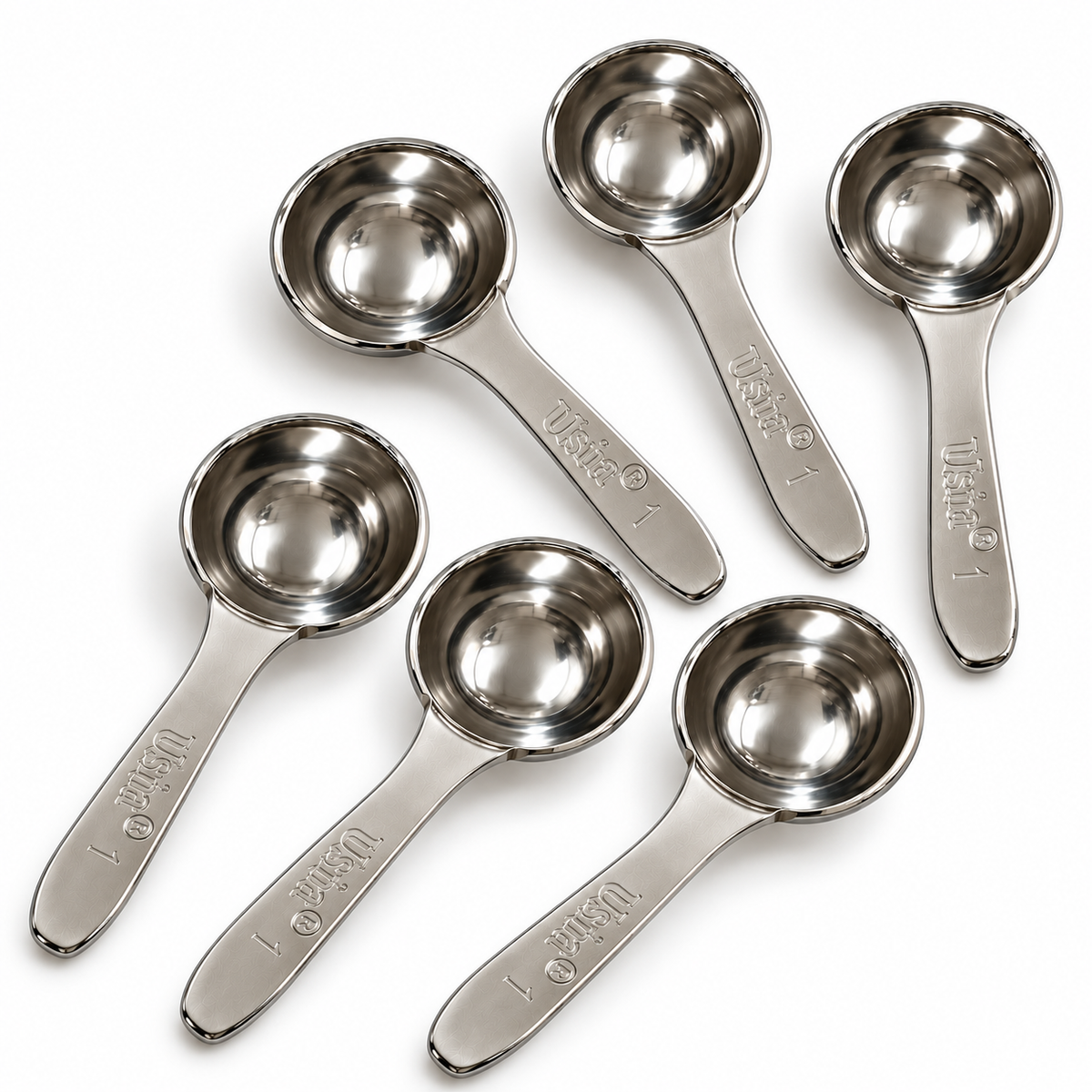 Annam's Oil Spoon in stainless steel – set of 6 spoons arranged together