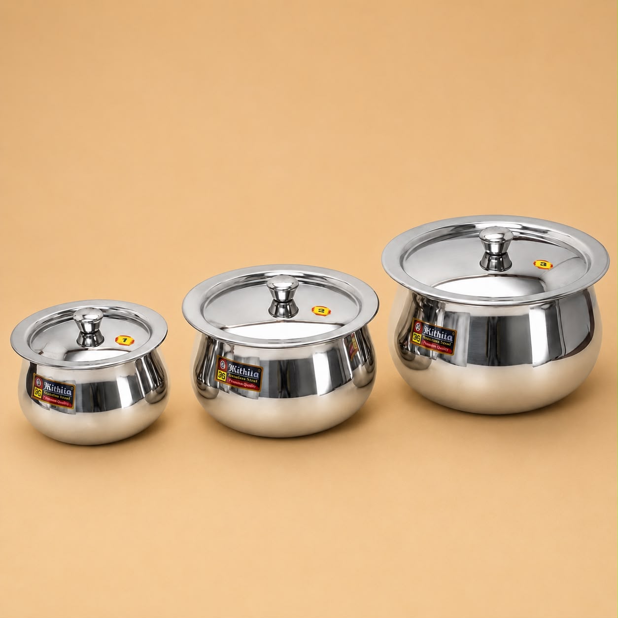 Pongal Handi heavy stainless steel vessels with lids