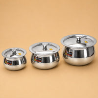 Pongal Handi heavy stainless steel vessels with lids