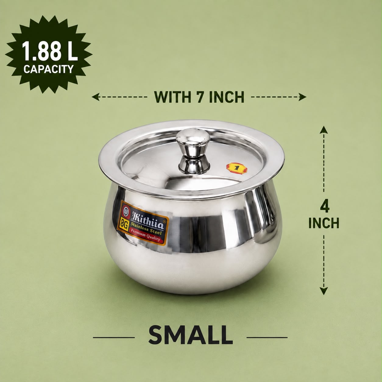 Small Pongal Handi heavy stainless steel with lid