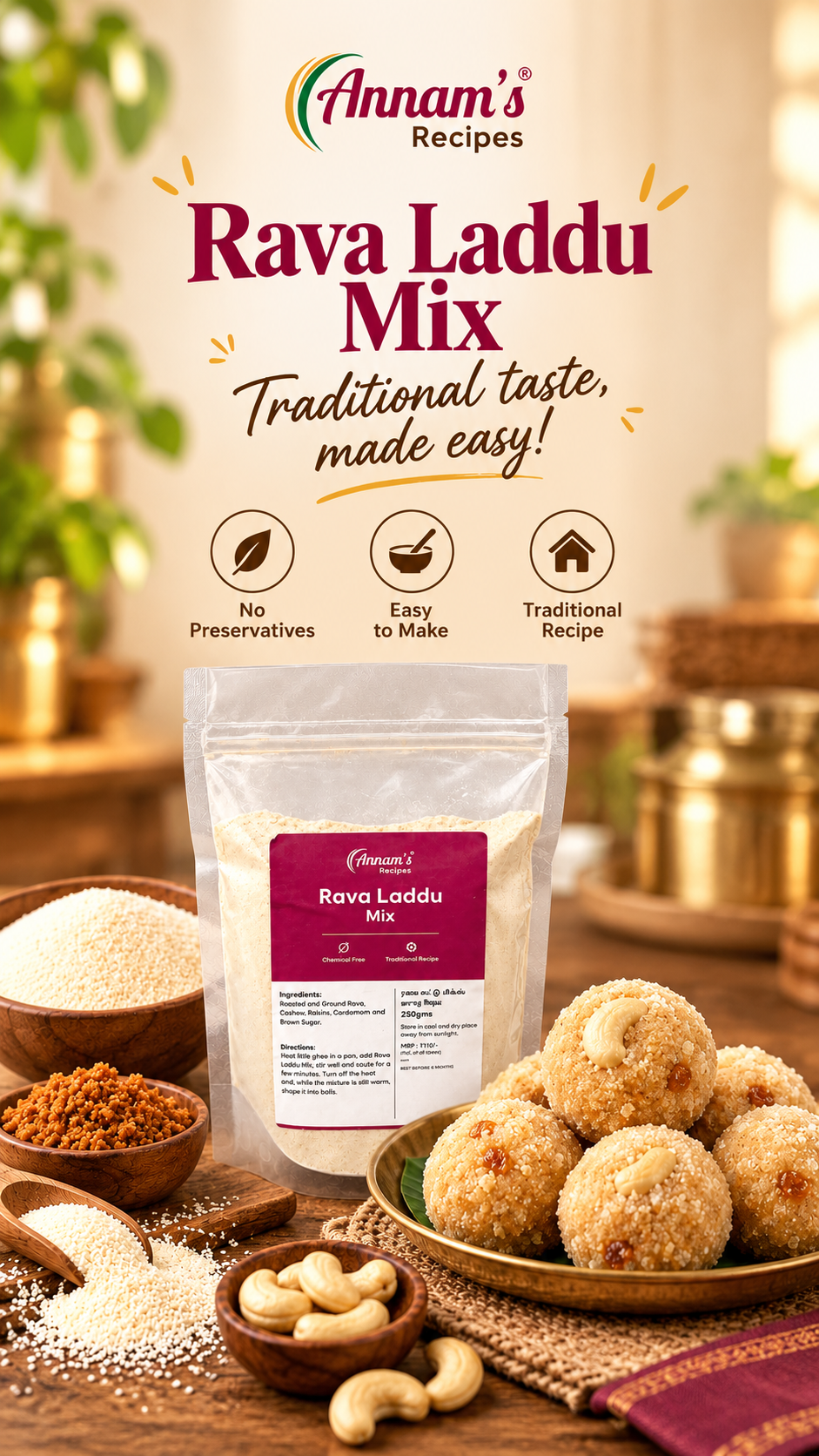 Annam's Rava Laddu Mix – large banner