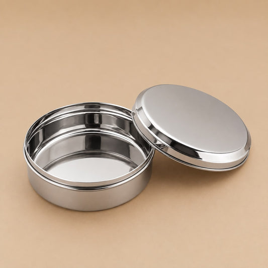 Salem stainless steel chappathi box with premium mirror finish.