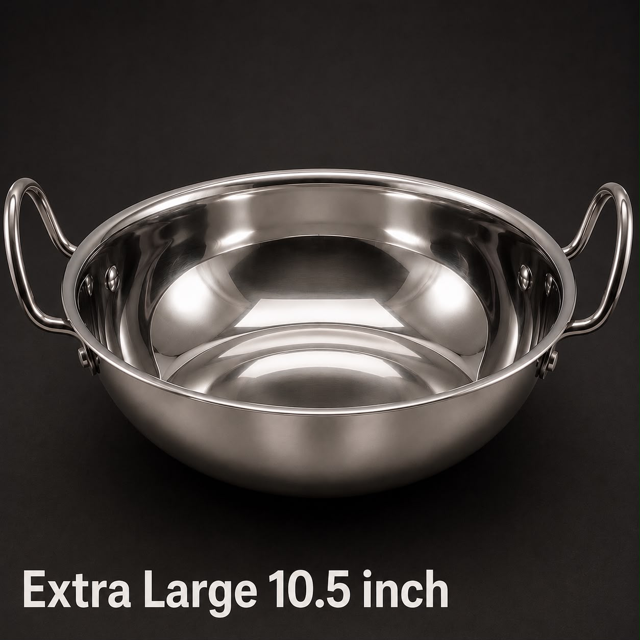 Large Flat Bottom Salem Stainless Steel Kadai 