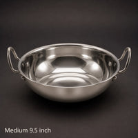 Small Salem Steel Flat Bottom Stainless Steel Kadai 