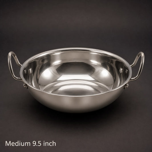 Small Salem Steel Flat Bottom Stainless Steel Kadai 