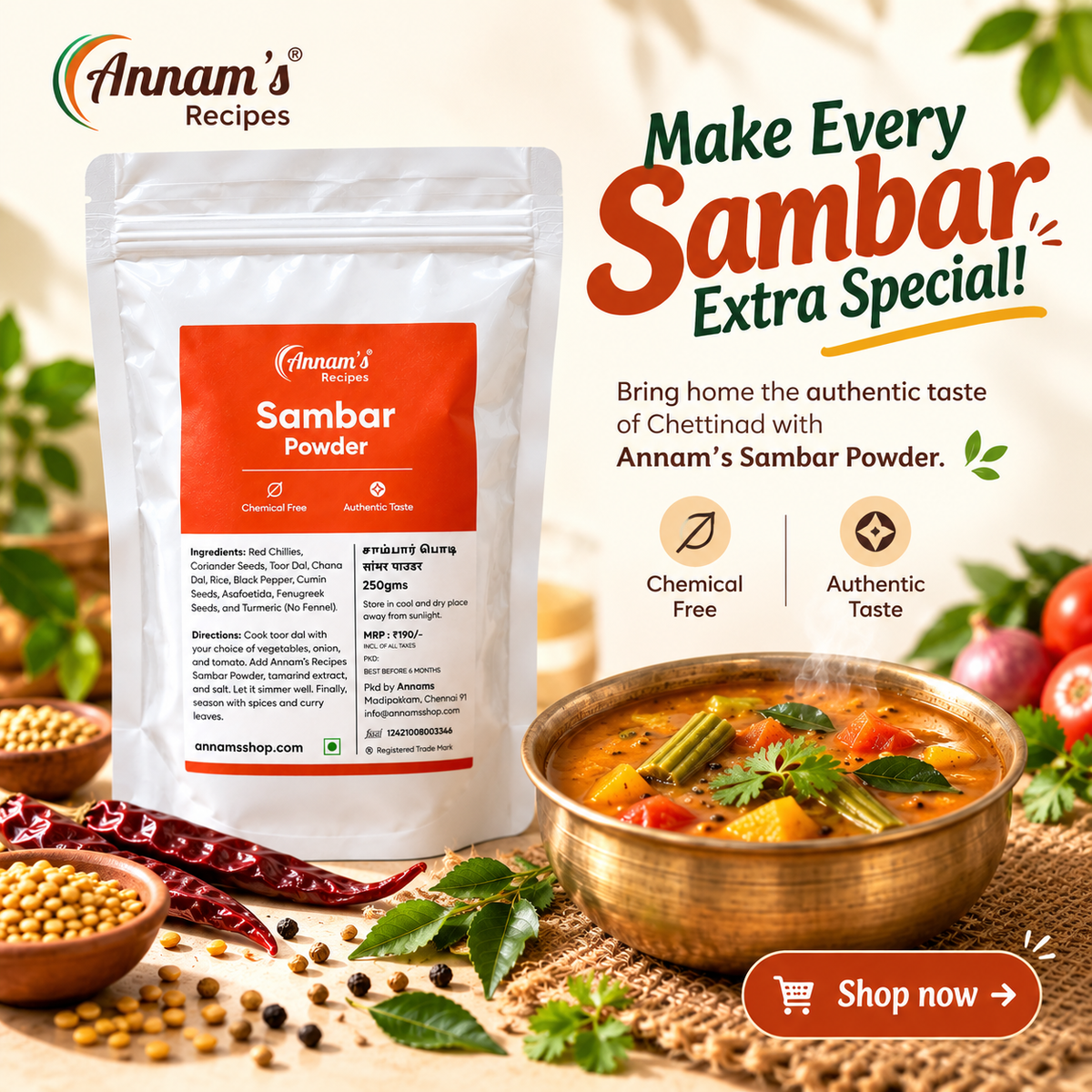 Annam's Sambar Powder (Sambar Podi) – banner