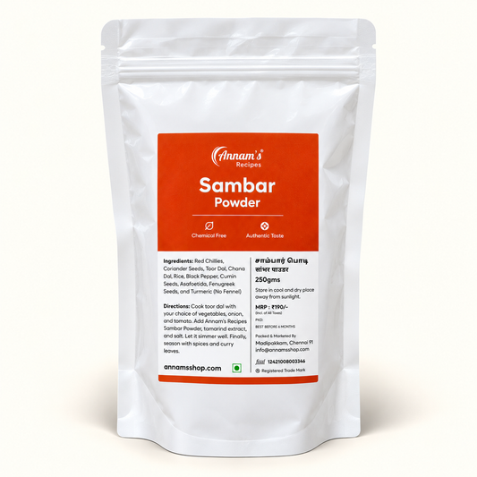 Annam's traditional Sambar Powder (Sambar Podi) – 250g pack