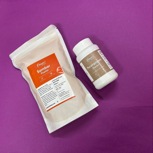 Sambar Powder 250g and Asafoetida 50g trial combo pack for South Indian cooking