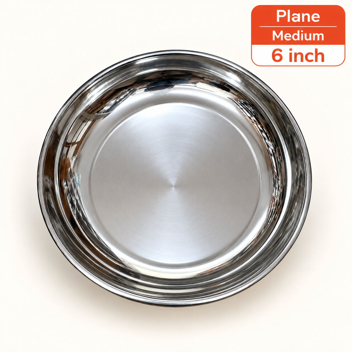 Annam's Snacks Plate in stainless steel – plain, medium 6 inch