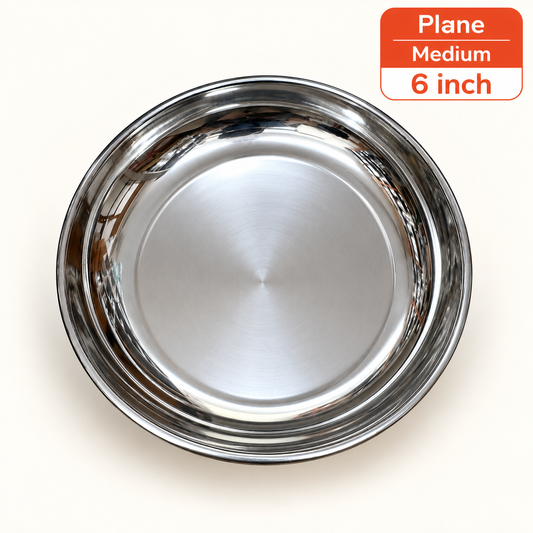 Annam's Snacks Plate in stainless steel – plain, medium 6 inch