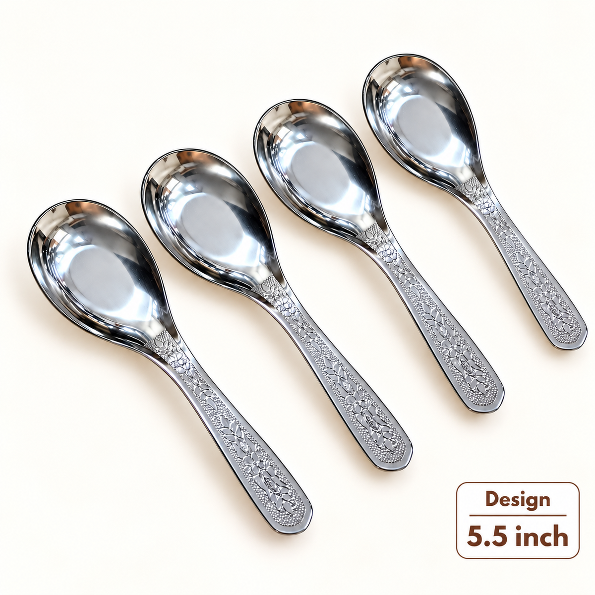 Annam's Soup Spoon in stainless steel – design set of 4, 5.5 inch