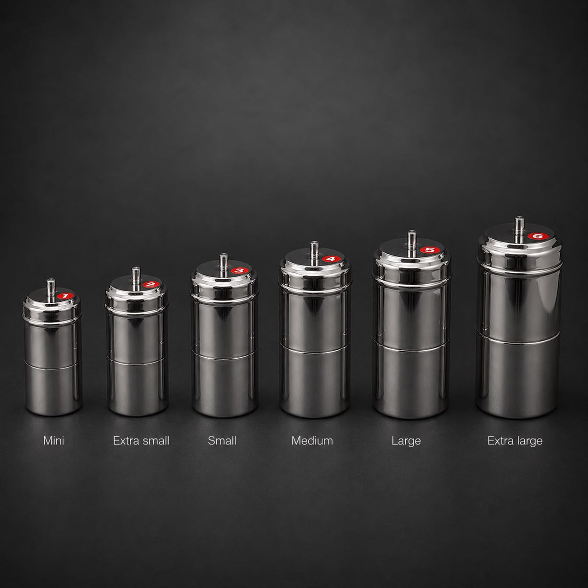 Premium Stainless Steel Coffee Filter available in Mini, Extra Small, Small, Medium, Large and Extra Large sizes.