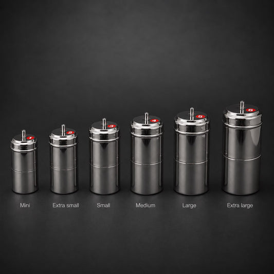 Premium Stainless Steel Coffee Filter available in Mini, Extra Small, Small, Medium, Large and Extra Large sizes.