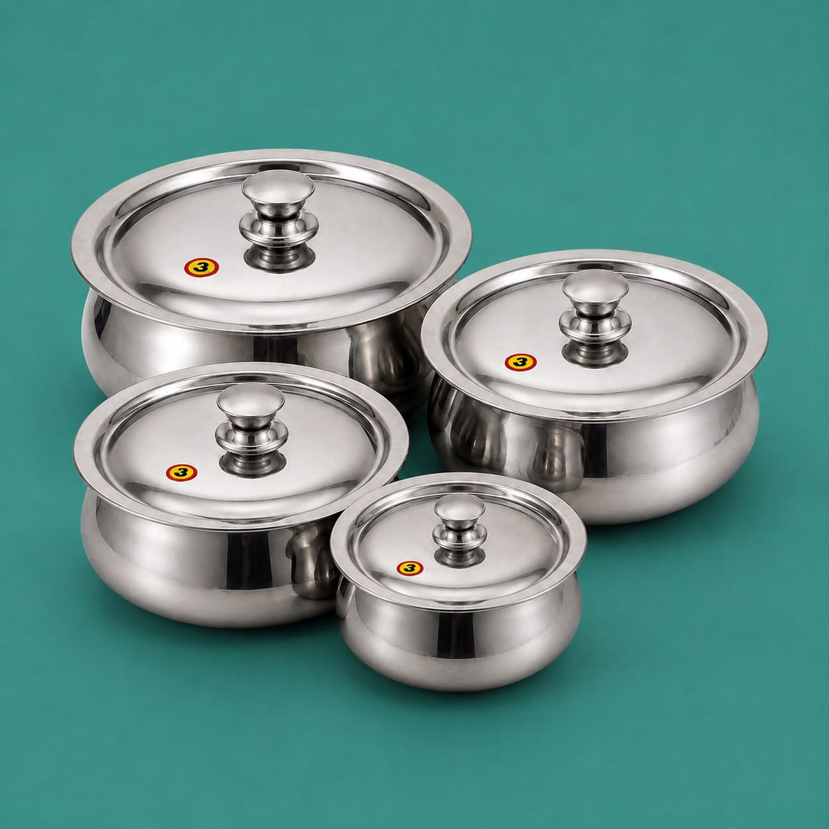 Cook and Serve stainless steel pot set of 2 with lids