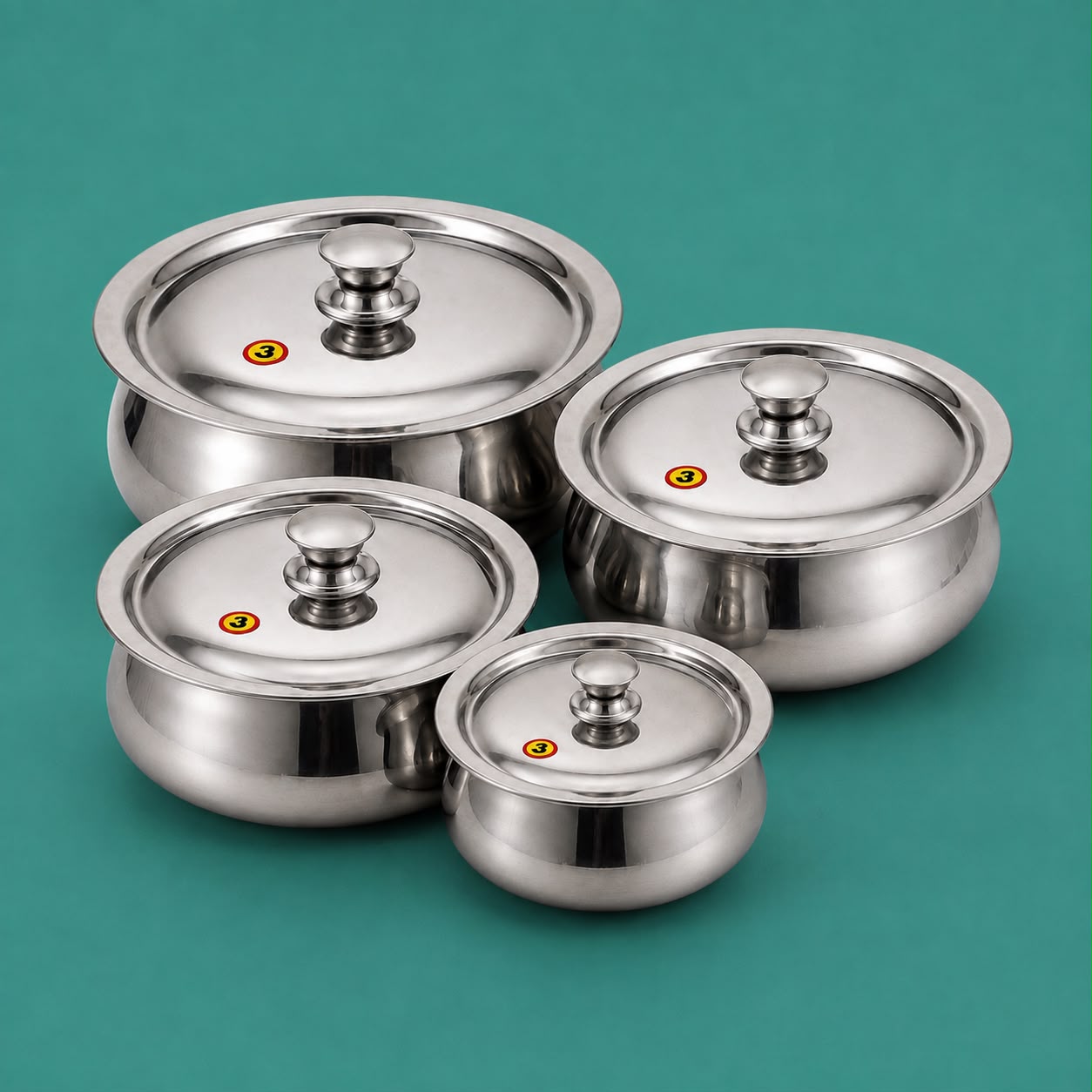 Cook and Serve stainless steel pot set of 2 with lids