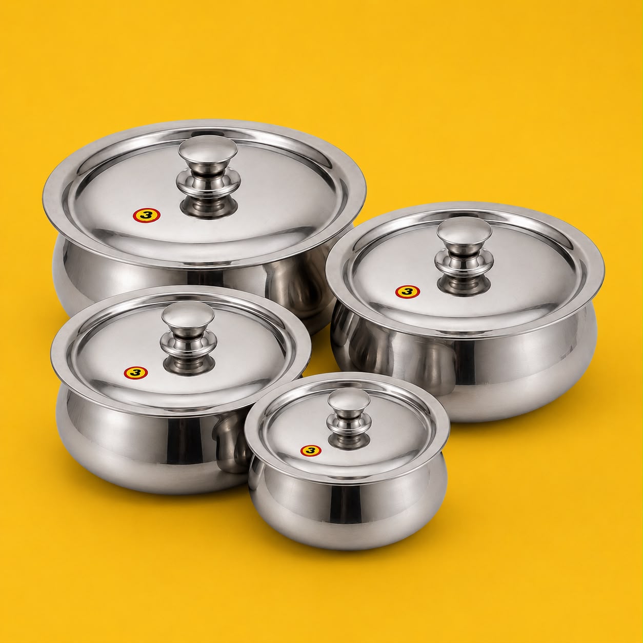 Cook and Serve stainless steel pot set of 4 with lids