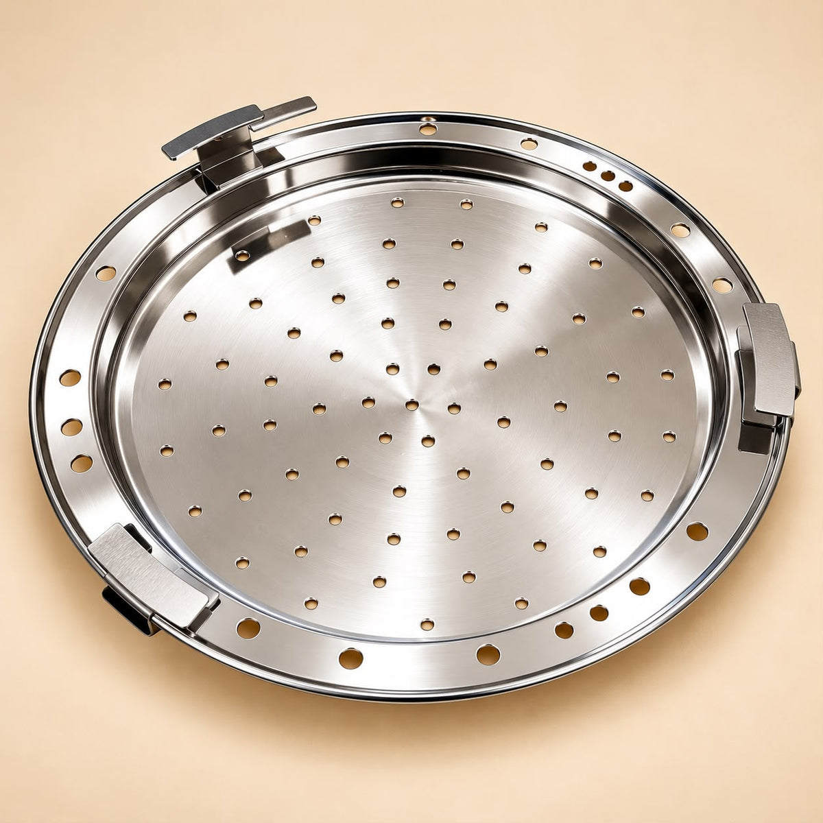 Heavy-gauge stainless steel Triply idli pot with lid and handles