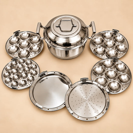 Triply stainless steel idli pot complete set with idli plates
