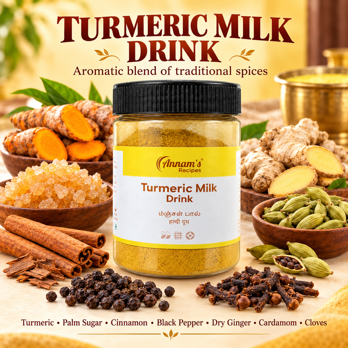Annam's Turmeric Milk Drink (Manjal Paal Mix) – recipe pack